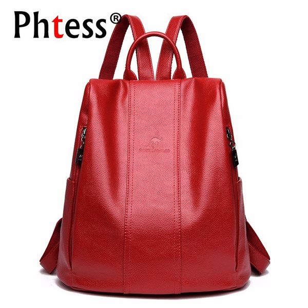 women leather backpacks mochila feminina vintage bagpack solid famous backpacks for girls sac a dos